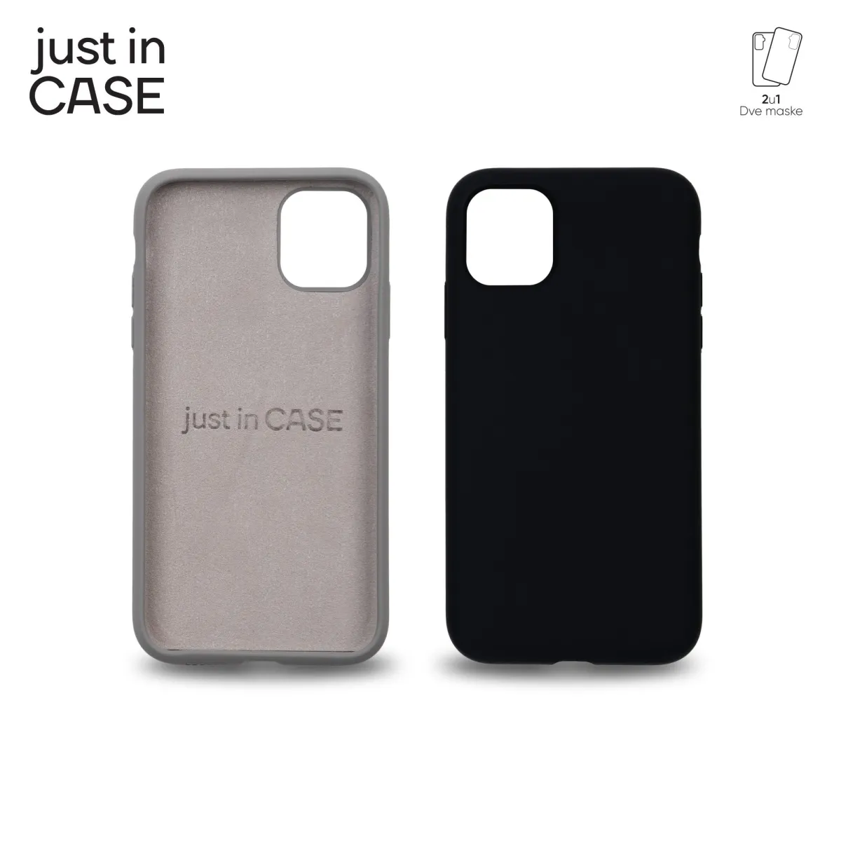 JUST IN CASE 2u1 Extra case MIX za iPhone 11/ crna/siva