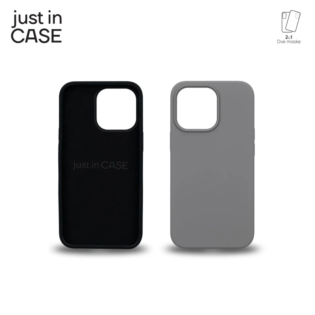 JUST IN CASE 2u1 Extra case MIX za iPhone 13 PRO/ crna/siva