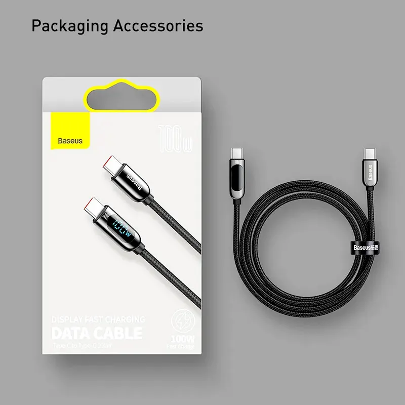 Kabel Baseus Fast Charging Type-C na Type-C 100W crni 1m