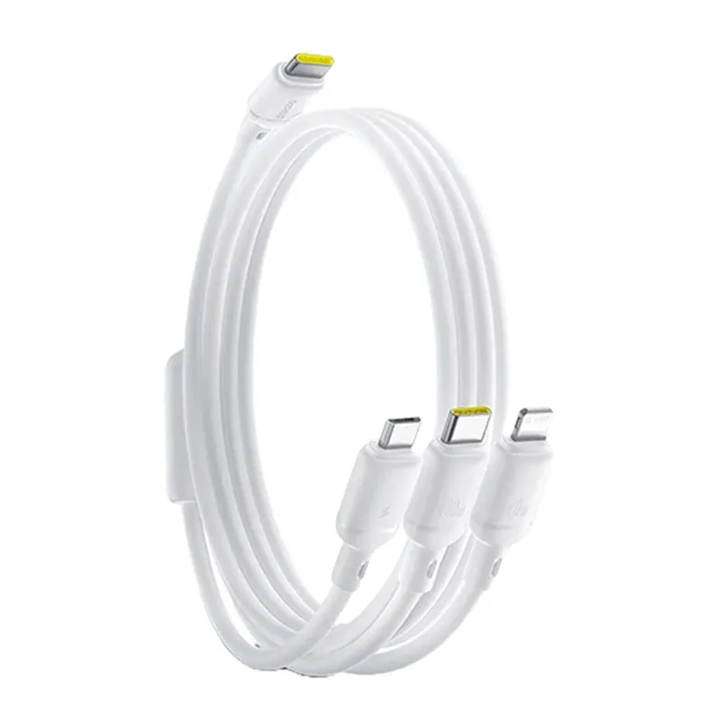 Kabel Baseus Silky 3 u 1 Fast Charging Cable USB-C na  M+L+C 100W 1.5m Moon White