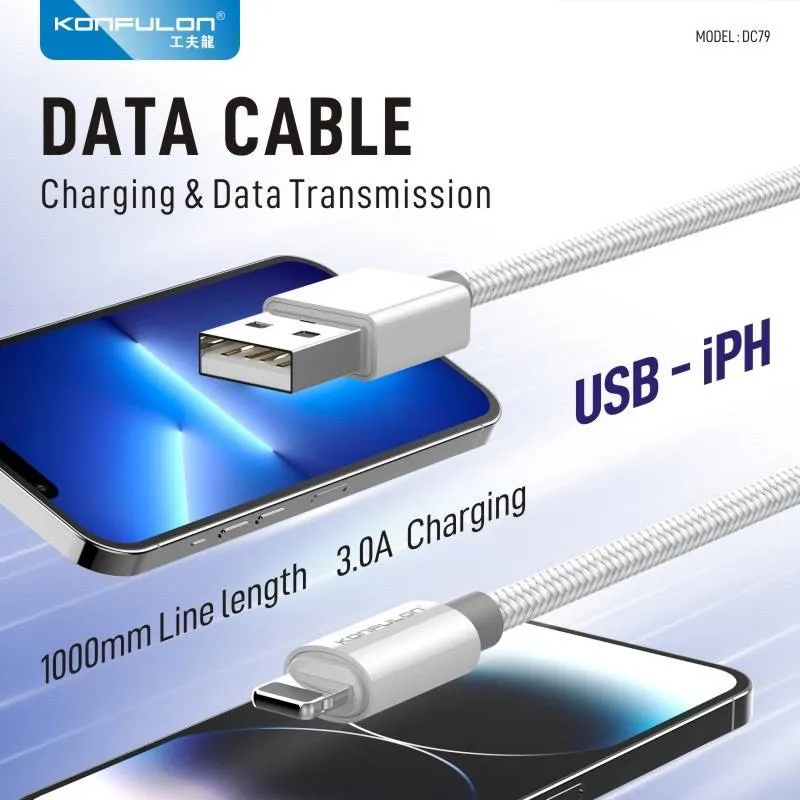 Kabel KONFULON Joko DC79 3A USB na iPhone Lightning beli 1m