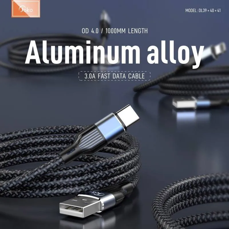 Kabel KONFULON Joko DL41 3A/ 120W/ USB na Type-C sivi 1m