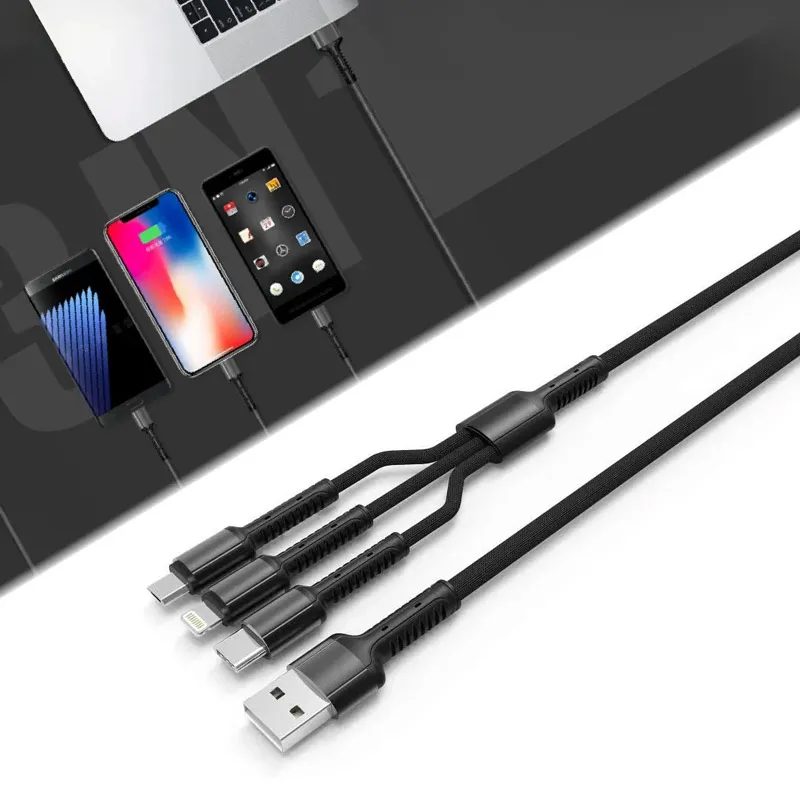 Kabel LDNIO LC93 za iPhone lightning/Micro USB/Type C 3.4A sivi 1.2m