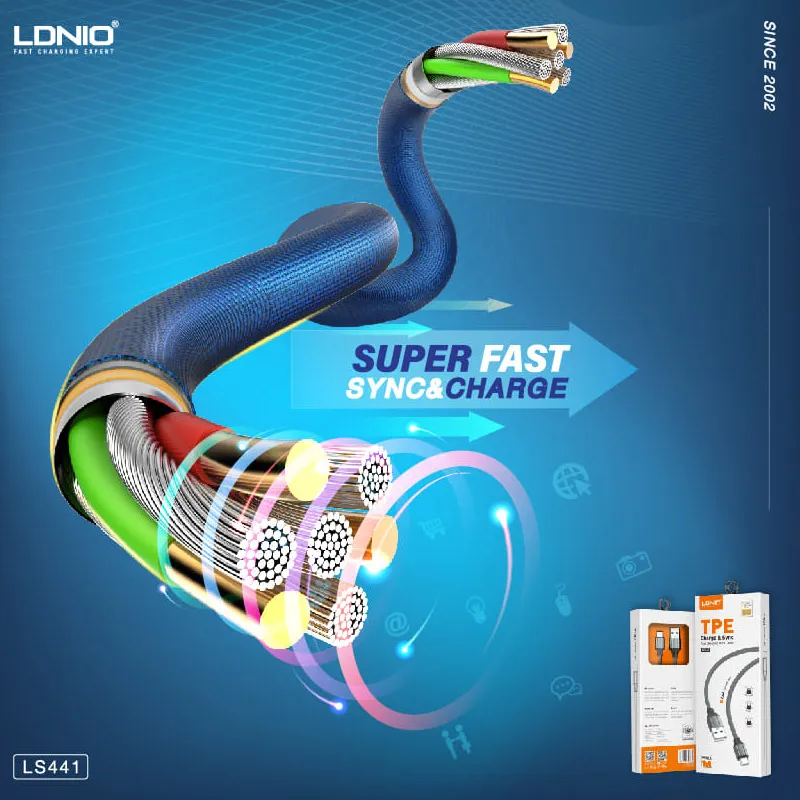 Kabel LDNIO LS441 USB na Type-C sivi 1m