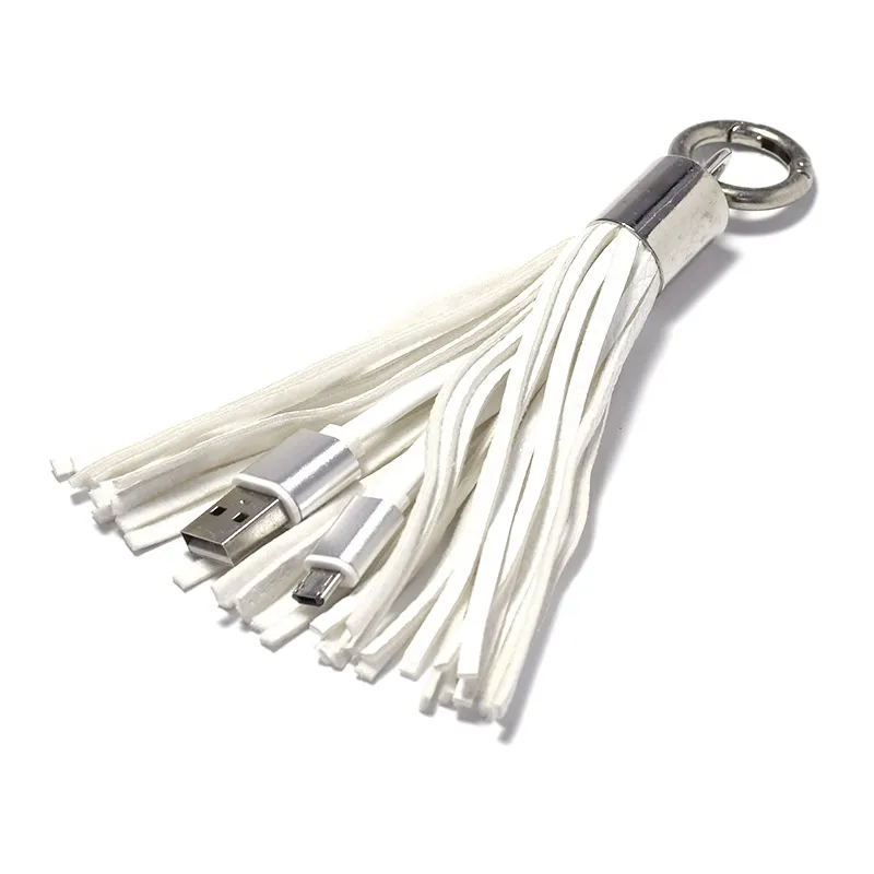 Kabel sa priveskom Micro USB beli.
