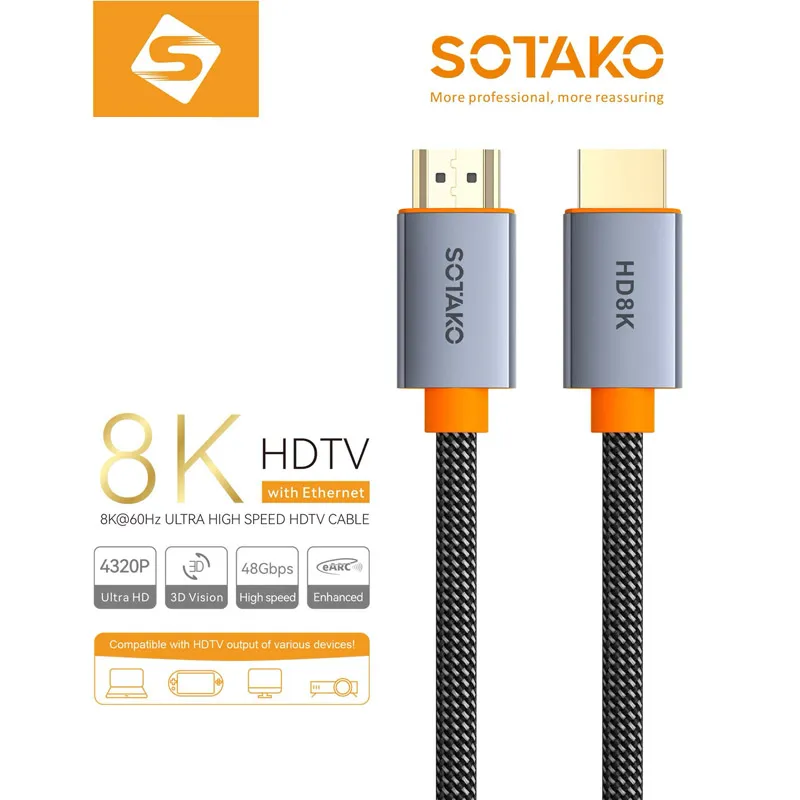 Kabel Sotako HDMI na HDMI 8K 60Hz 5m crni