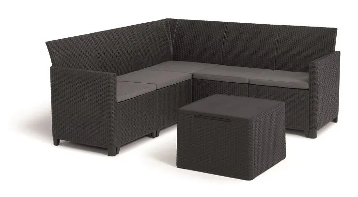 KETER Baštenski set ugaoni Marie 5 seater sa box stolom, grafit