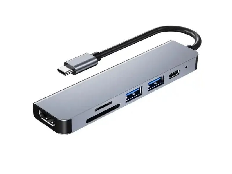 KETTZ Adapter Tip C 6/1 4K HDMI/USBx2/SD/TF/USB-C/PD 87W KT-601G
