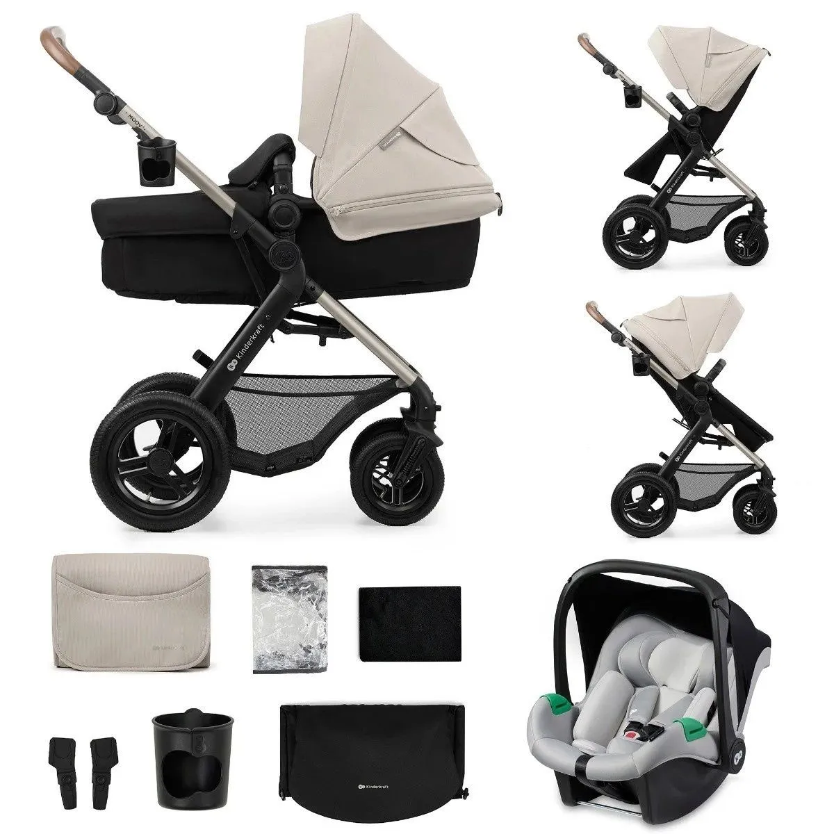 KINDERKRAFT Kolica za bebe 3u1 Moov 2/ siva