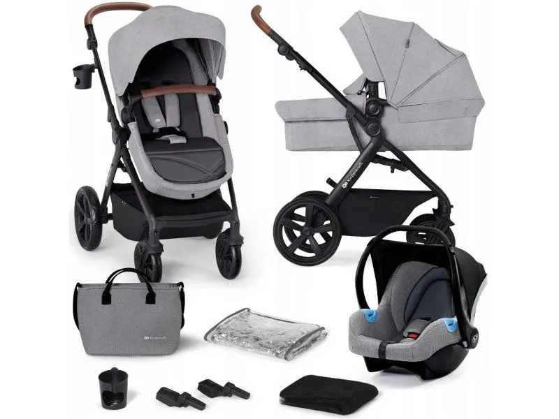 KINDERKRAFT Kolica za bebe A-TOUR 3u1 (MINK) Light grey (KSATOU00LGR3000)