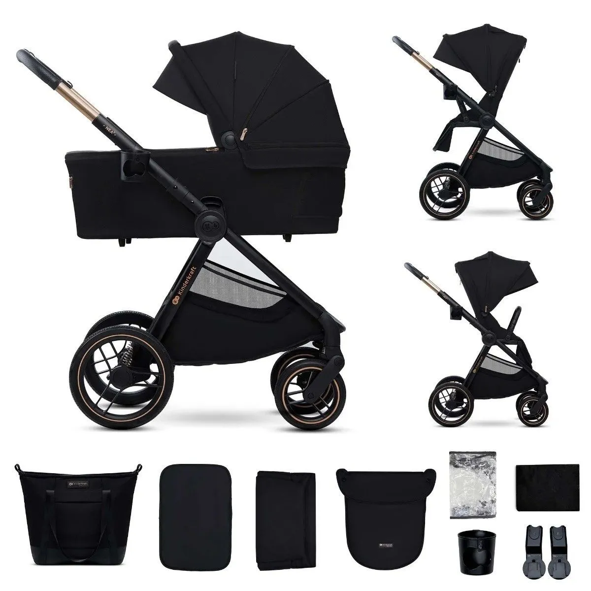 KINDERKRAFT kolica za bebe Nea 2 2u1, crna
