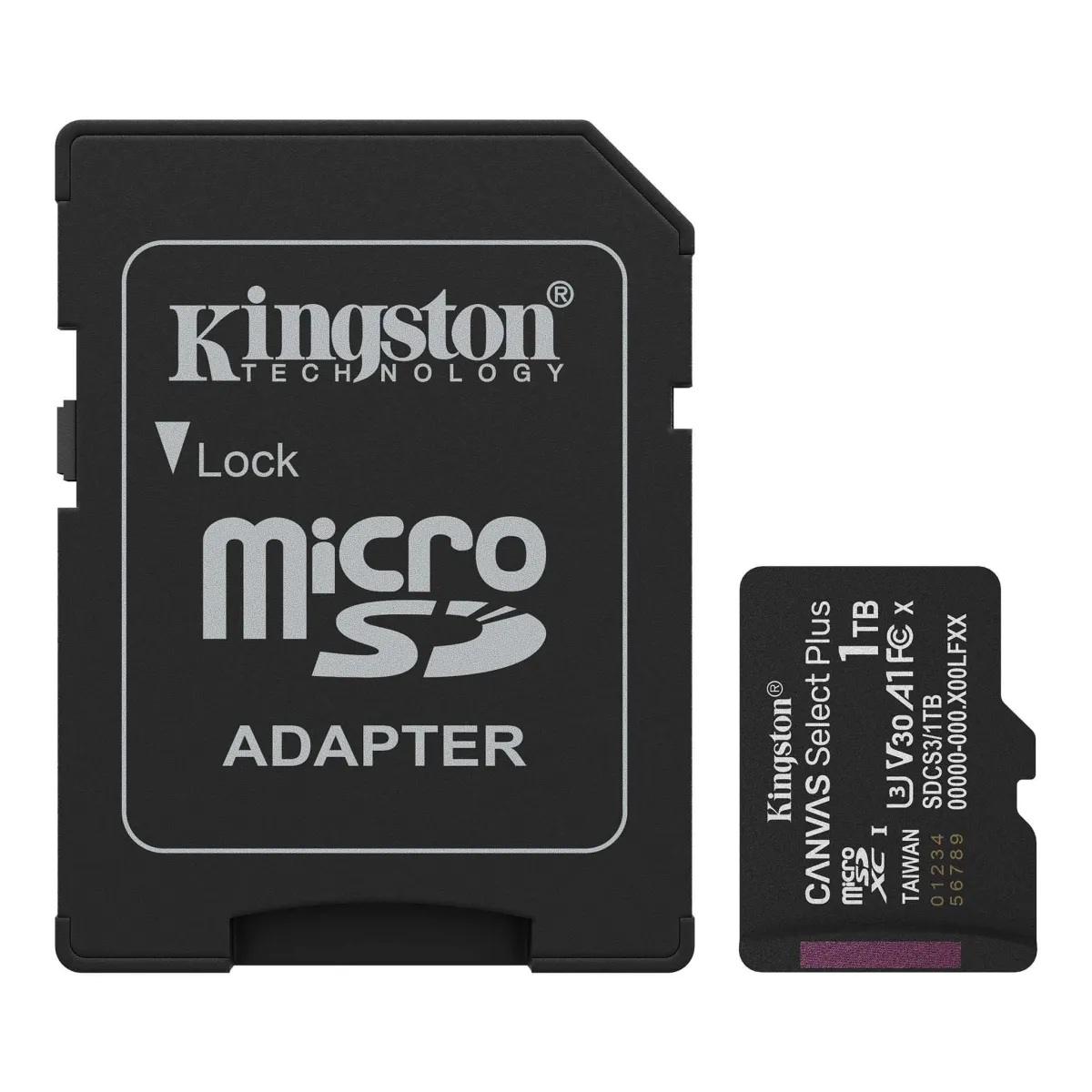 KINGSTON MicroSD 1TB/ Canvas Select Plus/ Class 10 UHS-I U3 V30 A1/ Read up to 150MB/s/ w/SD adapter