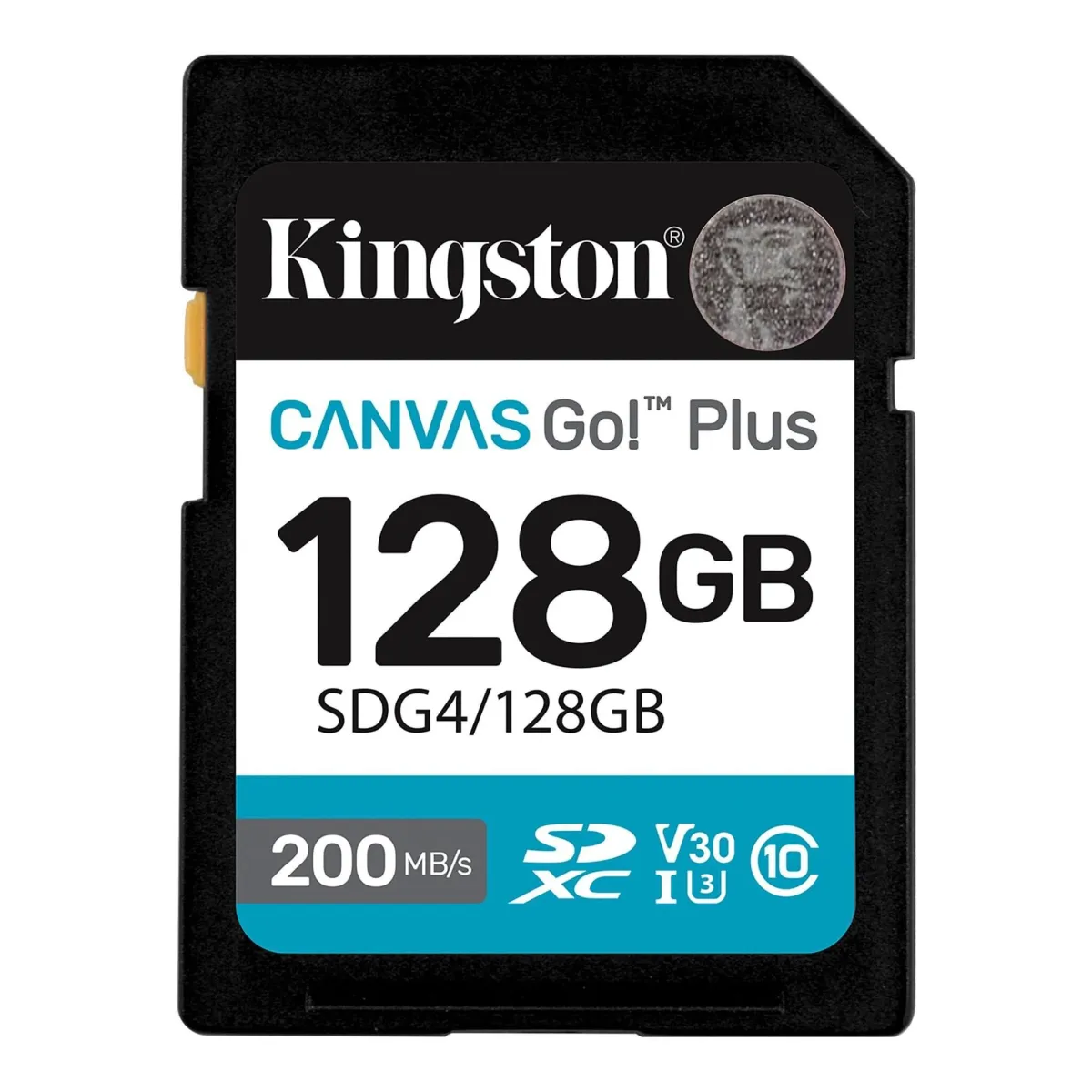 KINGSTON SD Card 128GB/ Canvas Go! Plus/ SDXC Class10 UHS-1 U3 V30/ Read up to 200MB/s/ Write up to 100MB/s/ for 4K and FullHD video recording
