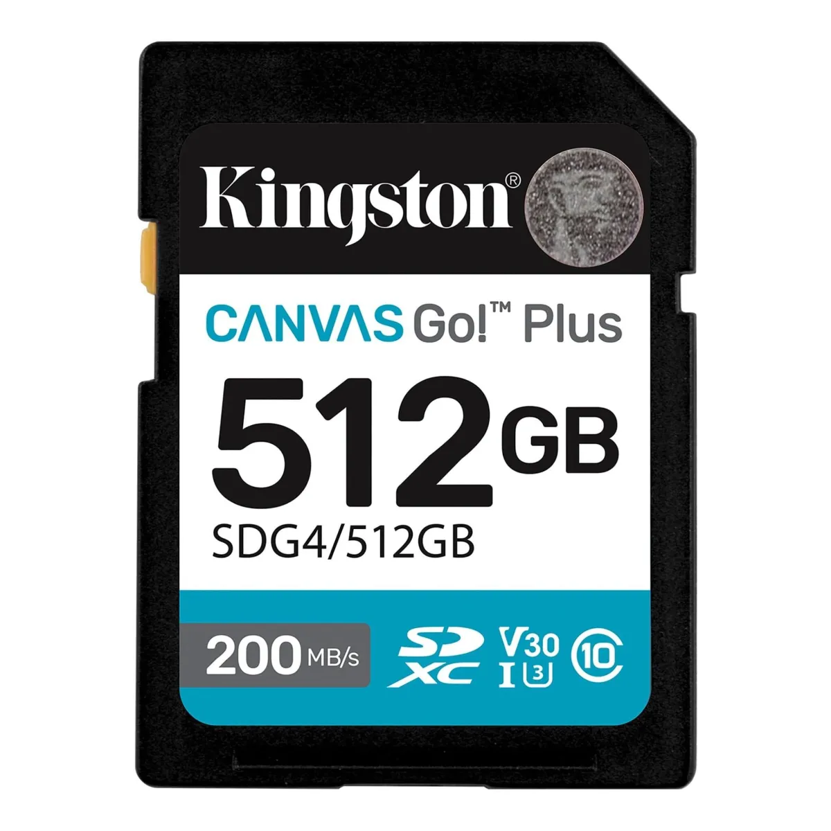 KINGSTON SD Card 512GB/ Canvas Go! Plus/ SDXC Class10 UHS-1 U3 V30/ Read up to 200MB/s/ Write up to 160MB/s/ for 4K and FullHD video recording