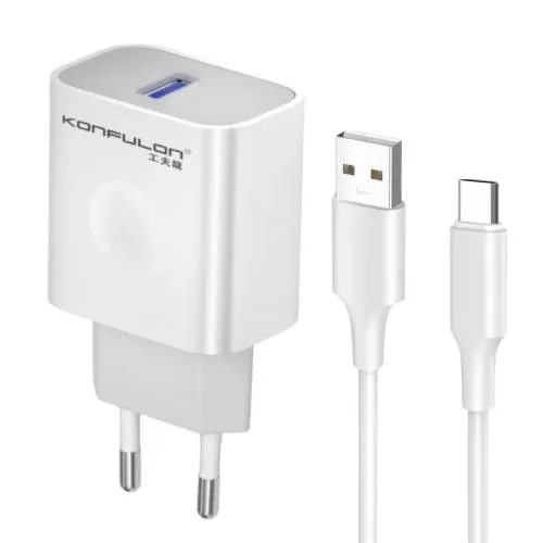 KONFULON Kućni punjač sa USB-C kablom 20W C69C QC3,0, bela