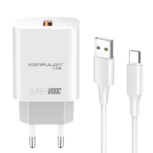 KONFULON Kućni punjač sa USB-C kablom 25W C87Q VOC/ bela