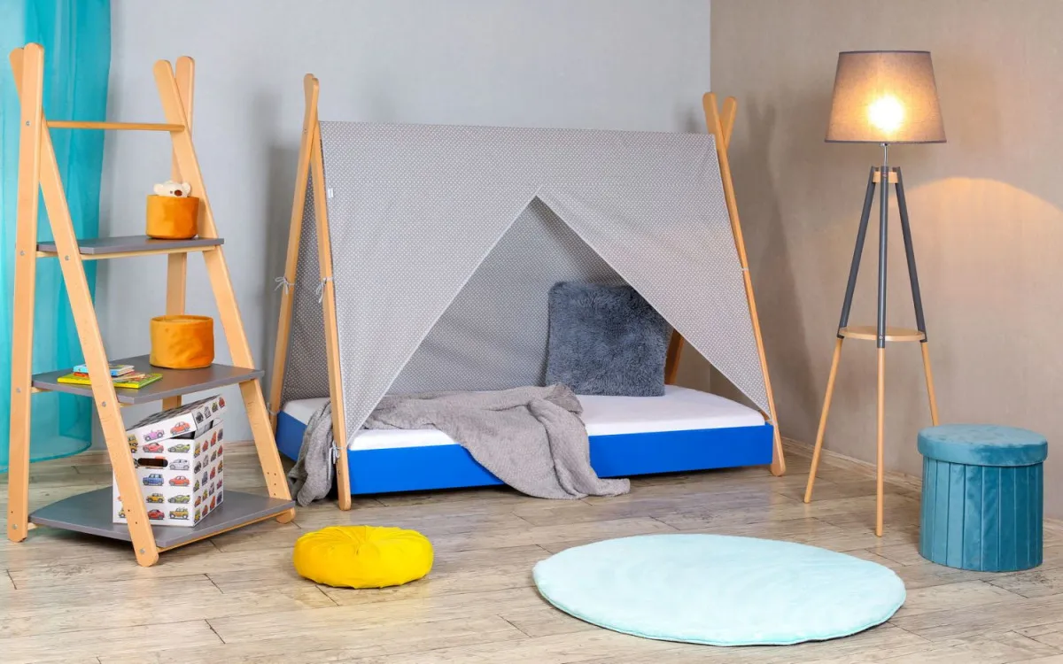 Krevet Sa Nadstresnicom I Dušekom180X80 Tipi Plavi