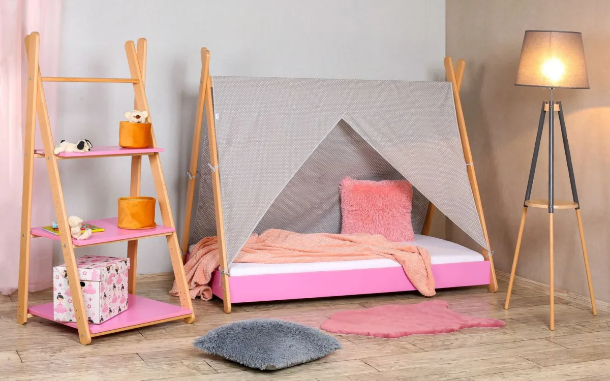 Krevet Sa Nadstresnicom I Dušekom180X80 Tipi Roze