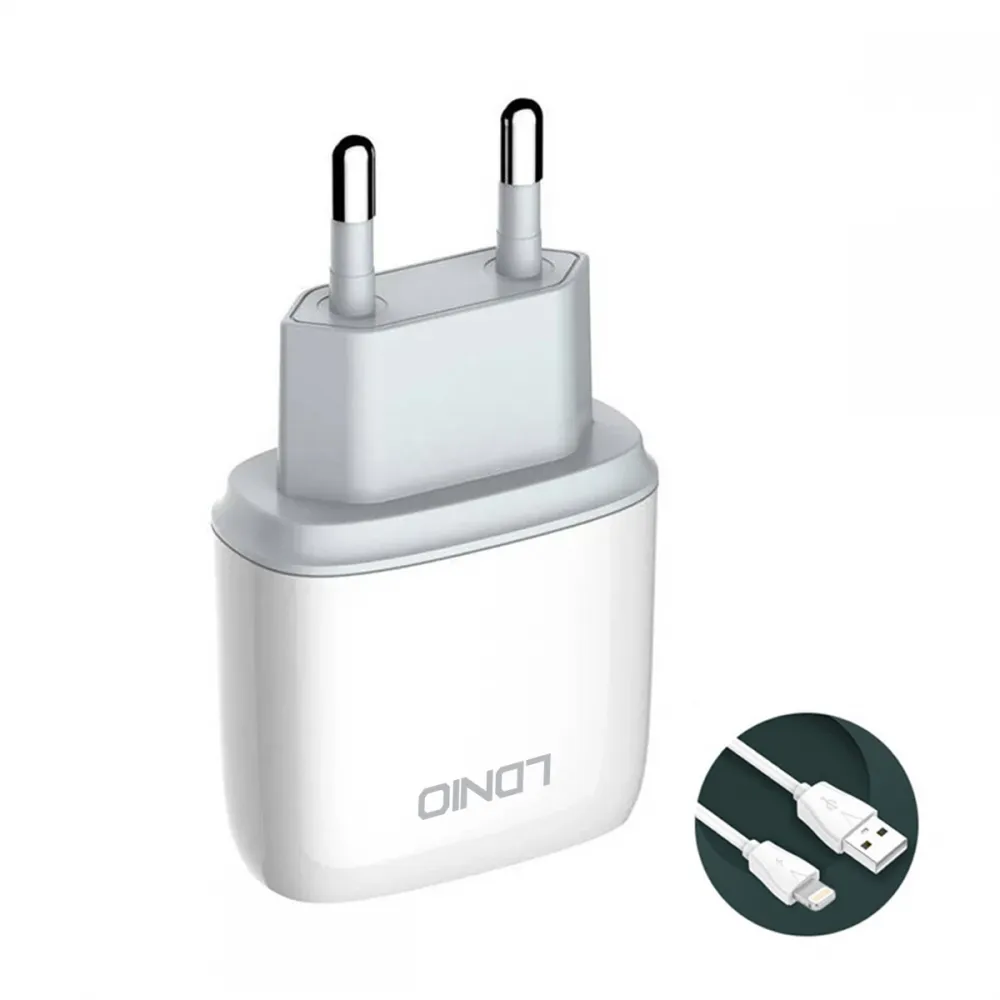 Kucni punjac LDNIO A1209Q QC3.0/ 18W sa iPhone lightning kablom beli