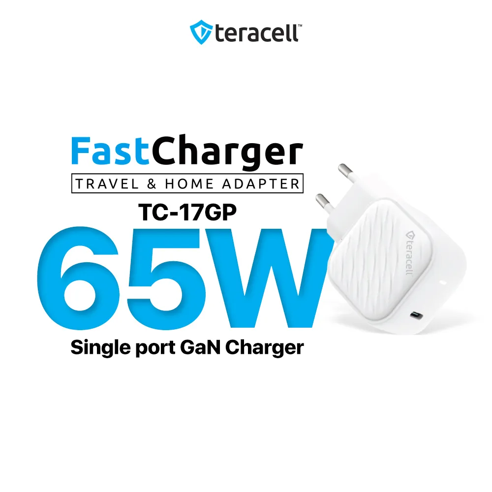 Kucni punjac Teracell Evolution TC-17GP/ GaN/ PPS/ PD 3.0/ 65W sa PD iPhone lightning kablom beli CE