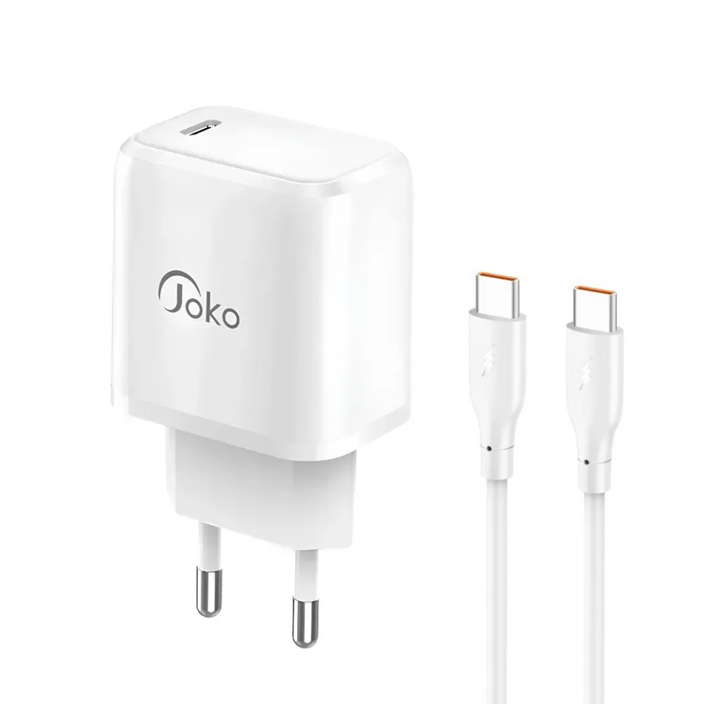 Kućni punjač KONFULON JK91+DC67 PD20W sa PD kablom Type C na Type C beli