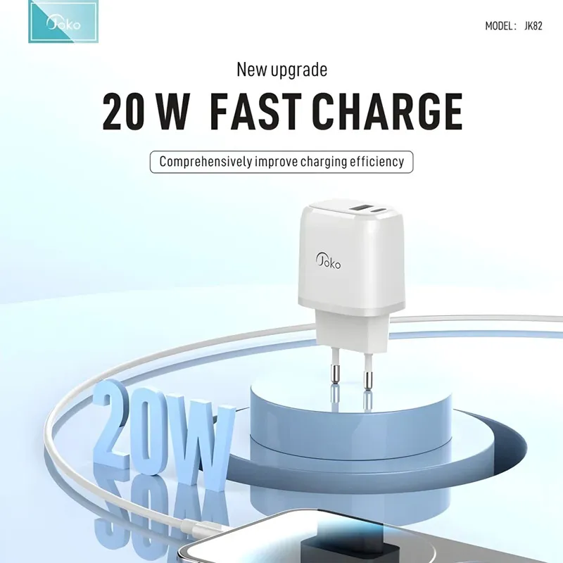 Kućni punjač KONFULON Joko JK82 + PX15 PD 20W/ USB 18W sa kablom USB na Type- C beli 1m