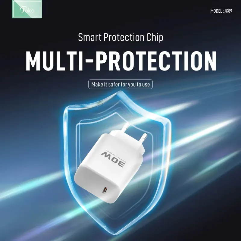 Kućni punjač KONFULON Joko JK89+DC66 PD 30W sa kablom Type-C na iPhone Lightning beli 1m