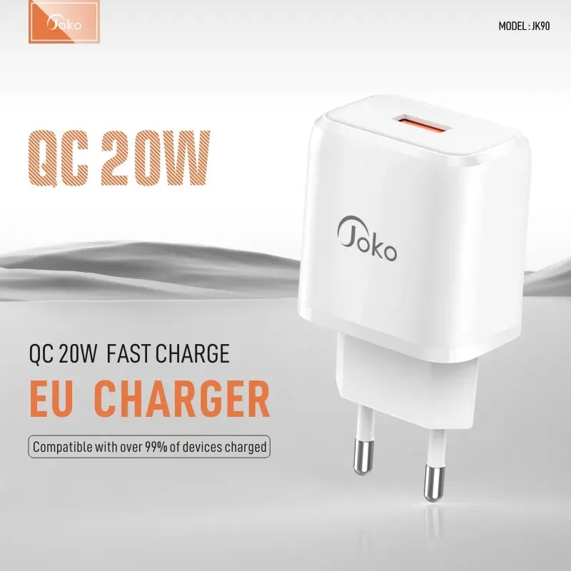 Kućni punjač KONFULON Joko JK90+DC64 PD 20W sa kablom USB na iPhone Lightning beli 1m