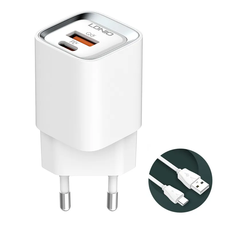 Kućni punjač LDNIO A2317C/ 3.6A/ QC3.0 18W/ PD 30W sa Type C kablom beli