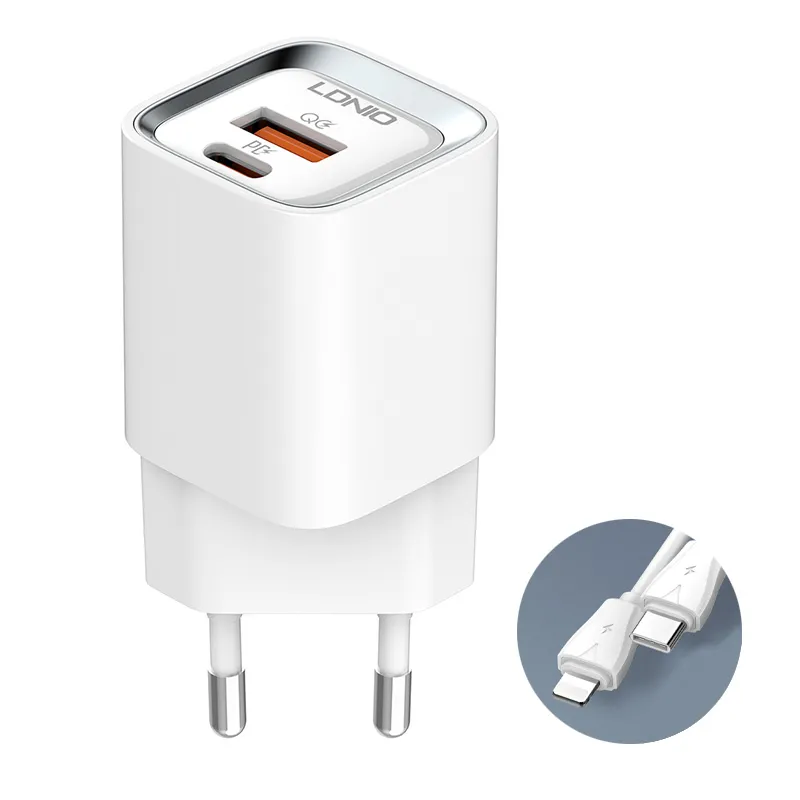 Kućni punjač LDNIO A2317C/ 3.6A/ QC3.0 18W/ PD 30W sa Type C na Iphone lightning kablom beli