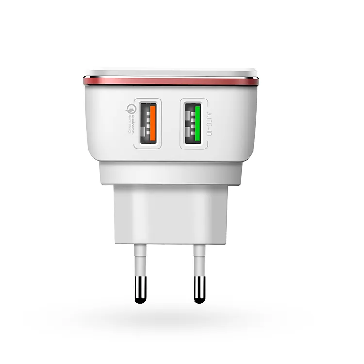 Kućni punjač LDNIO A2405Q dual USB 2.4A FAST CHARGING QC 3.0 + Type-C kabel beli