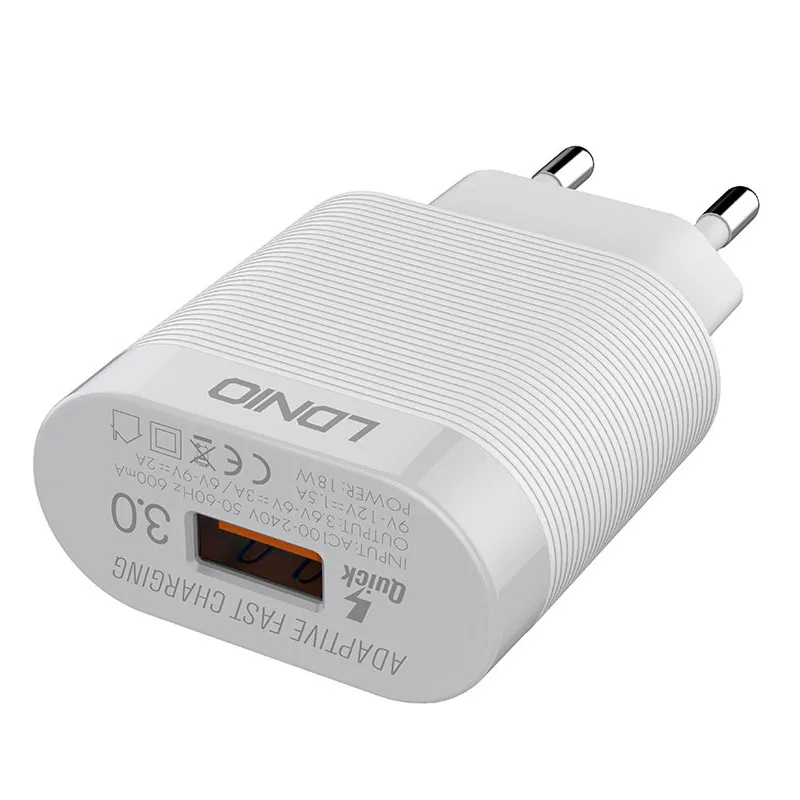 Kućni punjač LDNIO A303Q USB 5V/ 3A (18W) FAST CHARGING QC 3.0 sa kablom USB na Type-C beli