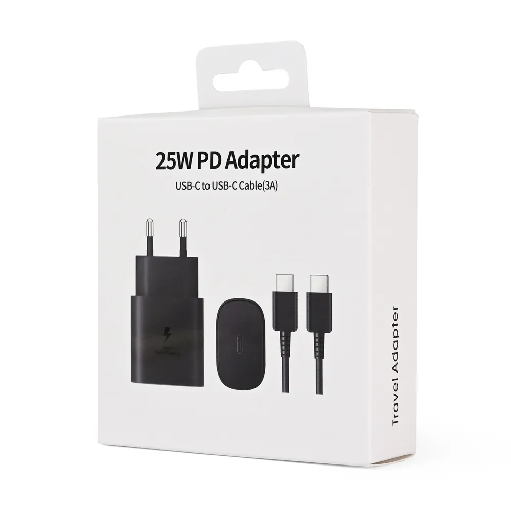 Kućni punjač PD Fast charger 25W za Samsung sa PD Type C kablom CE crni