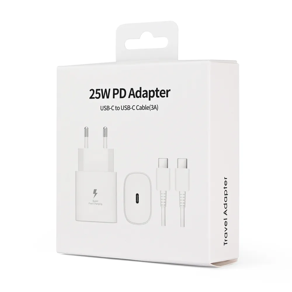 Kućni punjač PD Fast charger 25W za Samsung sa PD Type C kablom CE beli