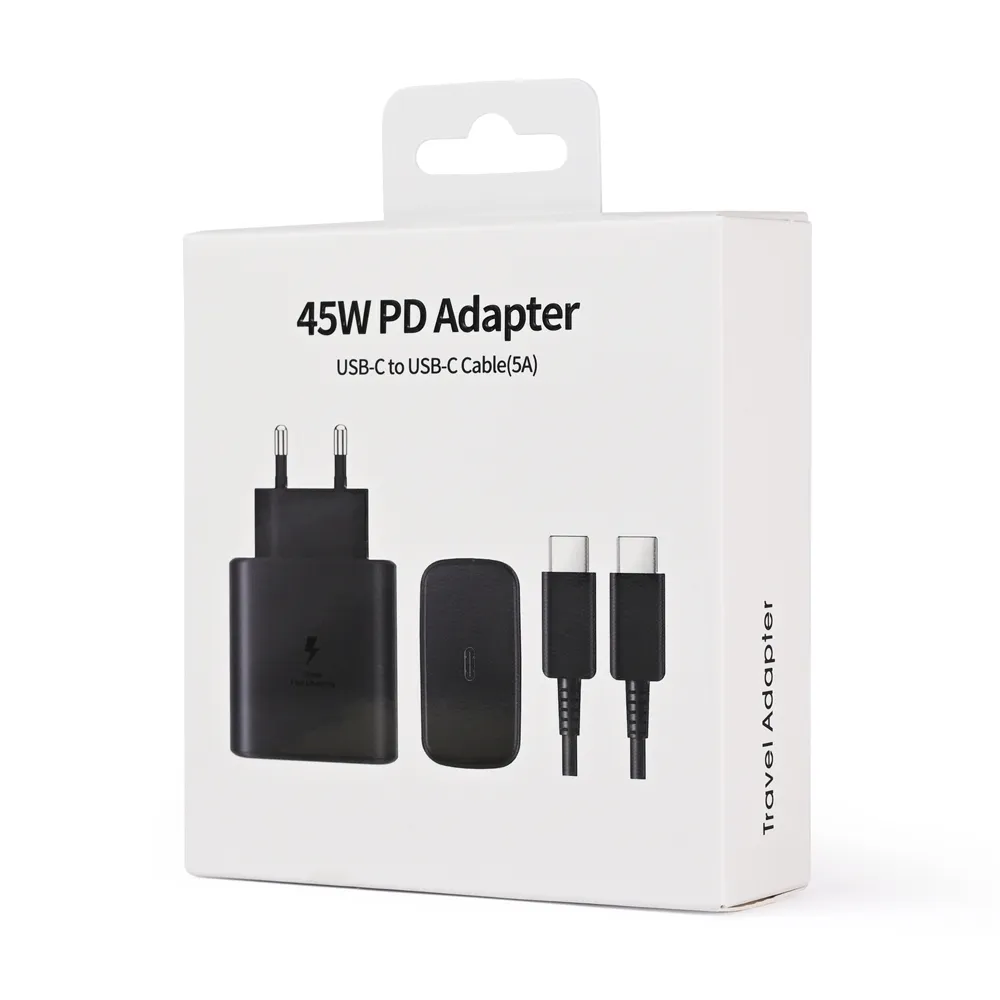 Kućni punjač PD Fast charger 45W za Samsung sa PD Type C kablom CE crni