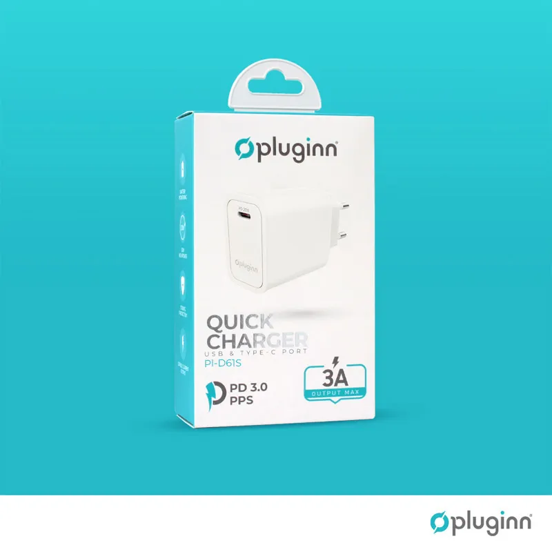 Kućni punjač Pluginn PI-D61S/ PD3.0/ PPS/ 20W beli