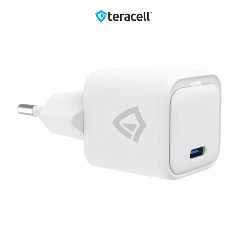Kućni punjač Teracell Evolution TC-14GP/ GaN/ PD 3.0/ 20W sa kablom Type-C na iPhone Lightning beli 1.2m