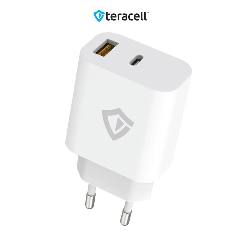 Kućni punjač Teracell Evolution TC-15GP/ QC 3.0/ PD 3.0/ 20W sa kablom Type-C na iPhone Lightning beli 1.2m