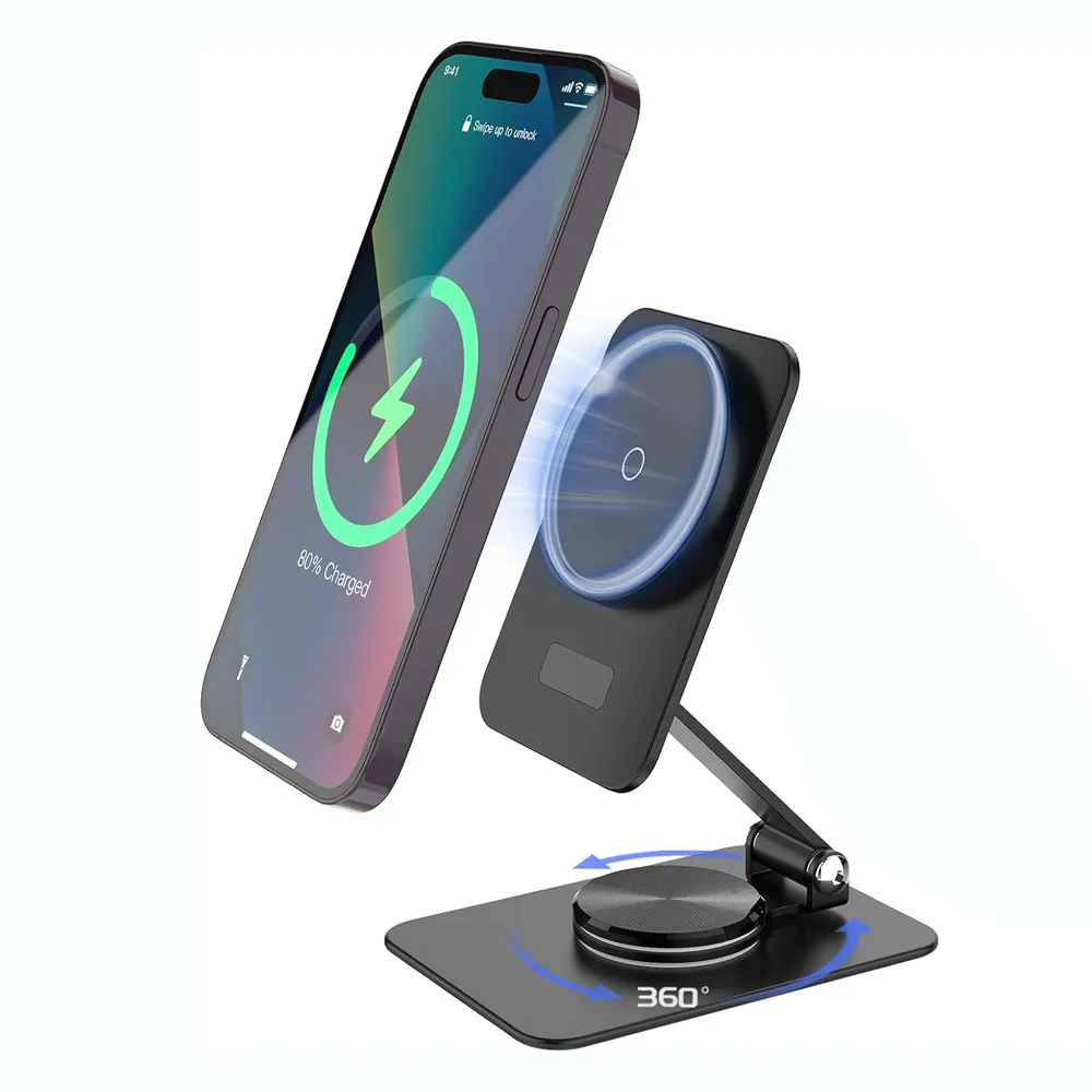 Kućni punjač Wireless 15W rotirajuci crni