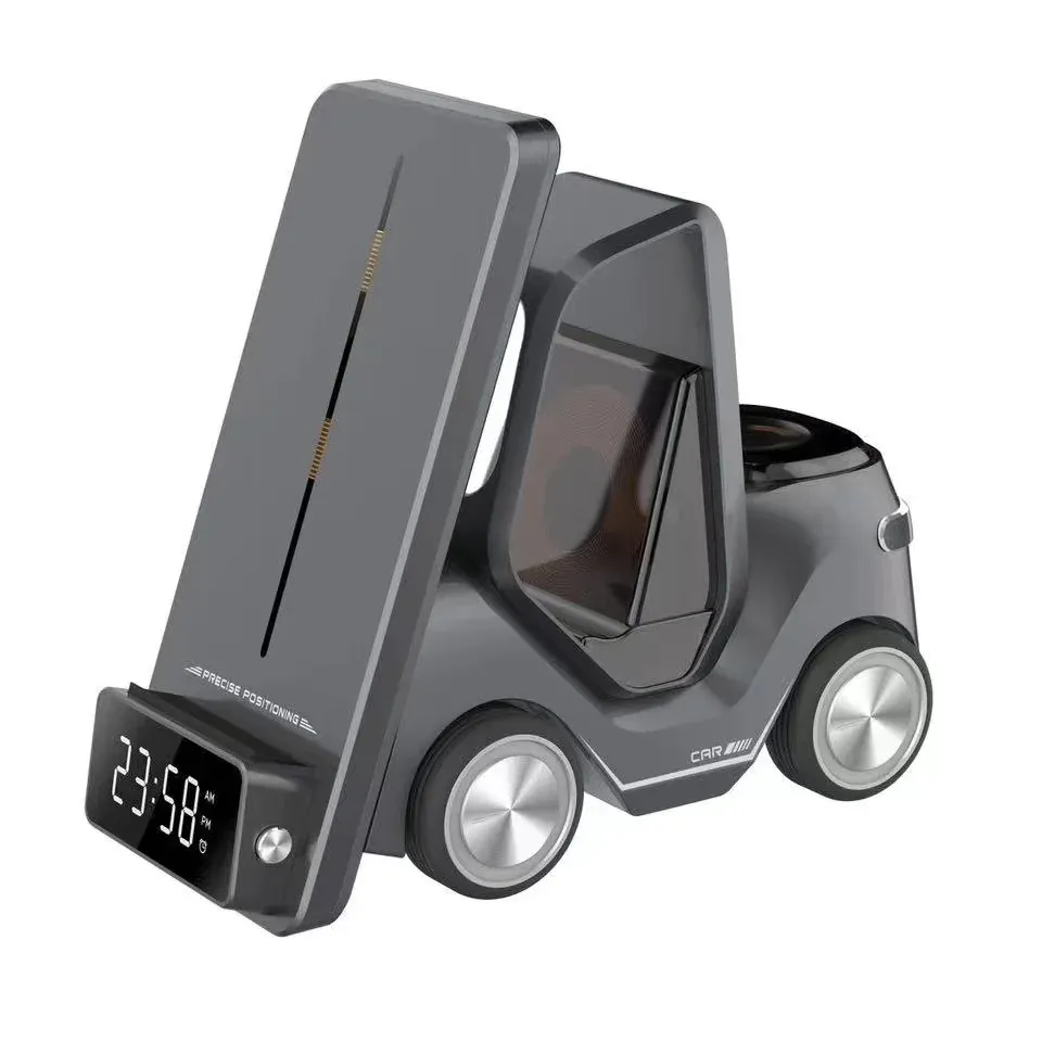 Kućni punjač Wireless 15W Viljuškar 5 u 1 sivi