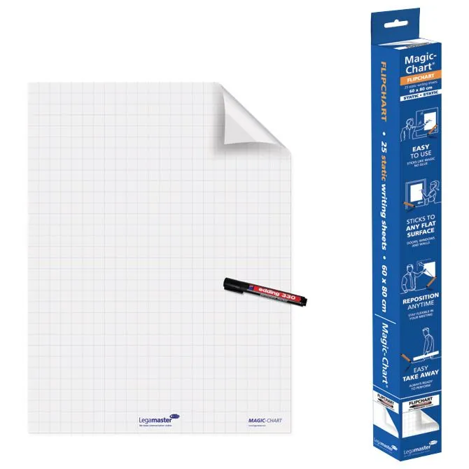 LEGAMASTER Folija flipchart u rolni 60x80cm+marker Magic-Chart pk25 7-159000 blister