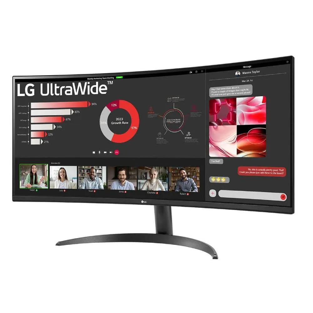 LG Monitor 34WR50QK-B 34” UltraWide Curved VA WQHD 100Hz 5ms