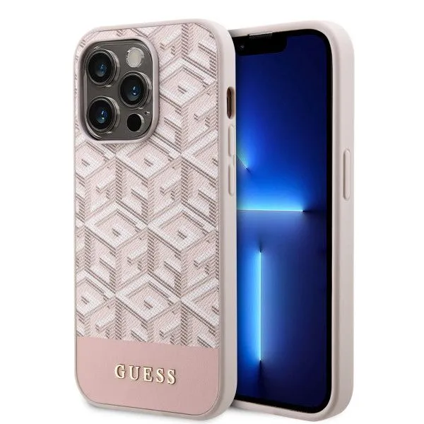 LICENSED GUESS GUESS Futrola za iPhone 14 Pro GCUBE PU STRIPES PINK MagSafe