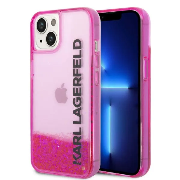LICENSED KARL LAGERFELD Karl Lagerfeld Futrola za iPhone 14 LIQ. GLITTER ELONG PINK