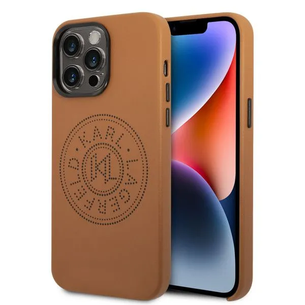 LICENSED KARL LAGERFELD Karl Lagerfeld Futrola za iPhone 14 Pro Max PU LEATHER PERFORATED LOGO CAMEL