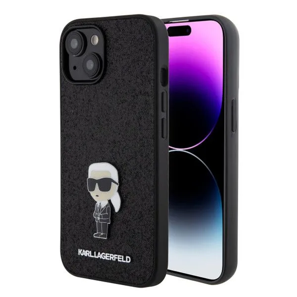 LICENSED KARL LAGERFELD maska za iPhone 15 IKONIK/ crna