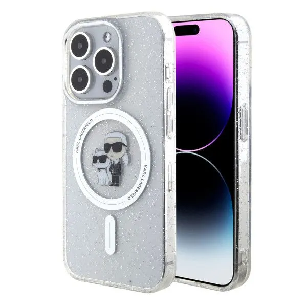 LICENSED KARL LAGERFELD maska za iPhone 15 Pro MAGSAFE IML KC/ providna/gliter