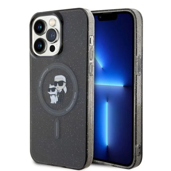 LICENSED KARL LAGERFELD Maska za iPhone 15 Pro Max MAGSAFE IML KC GLITTER, crna