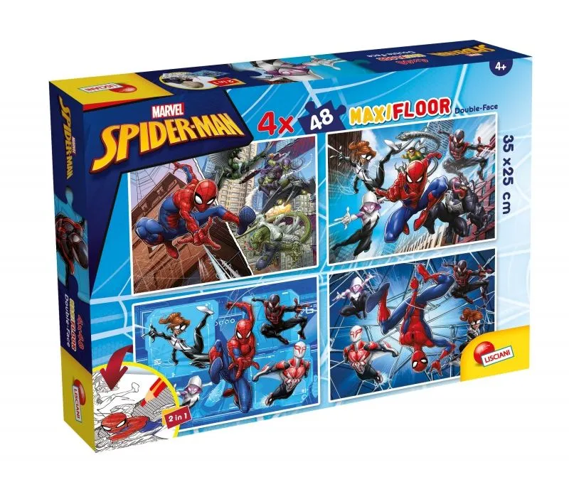 LISCIANI Puzzle Maxi Marvel Spiderman 2u1 složi I oboji - 4x48