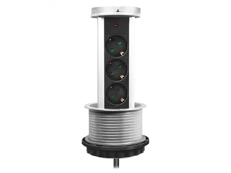 LOGILINK Produžni kabl 3 mesta, pop-up, 100mm, 1.8m, srebrno crni (4794)